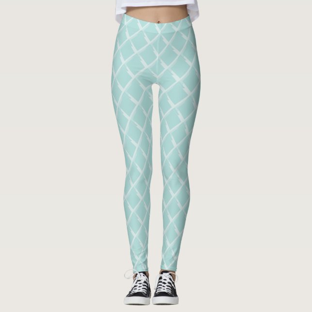 Elegant Modern Template Stylish Pastel Green White Leggings (Front)