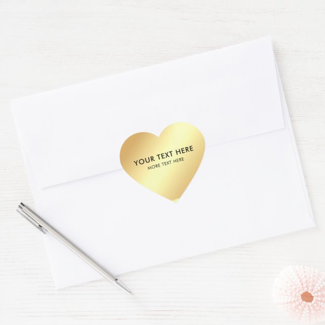 Elegant Modern Template Trendy Black And Gold Heart Sticker (Envelope)