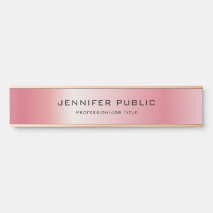 Elegant Modern Template Trendy Glamour Rose Gold Door Sign