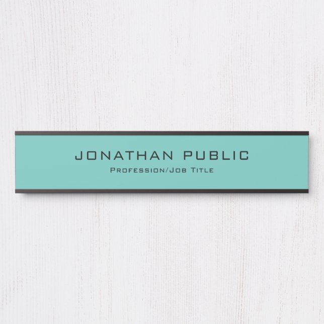 Elegant Modern Template Trendy Light Teal Best Door Sign (Front)