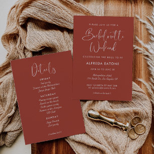 Elegant & modern terracotta Bachelorette Weekend Invitation