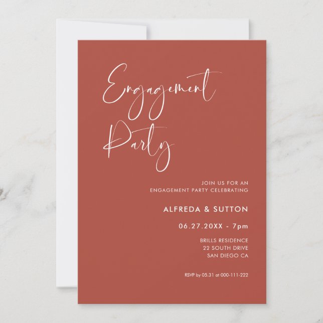 Elegant & modern terracotta Engagement party Invitation (Front)