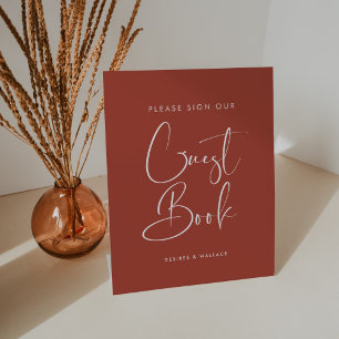 Elegant & Modern Terracotta Guestbook Pedestal Sign