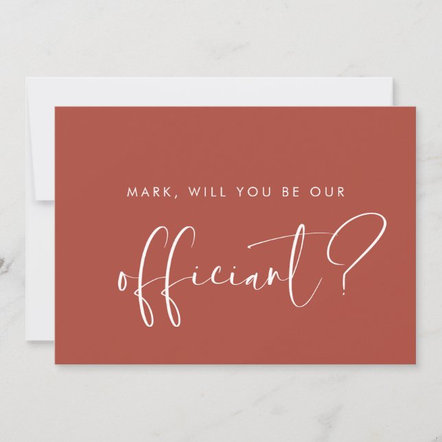 Elegant Modern Terracotta Officiant proposal card (Front)