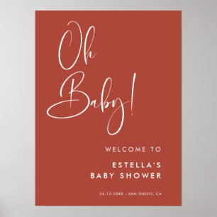 Elegant & Modern Terracotta Oh Baby Poster