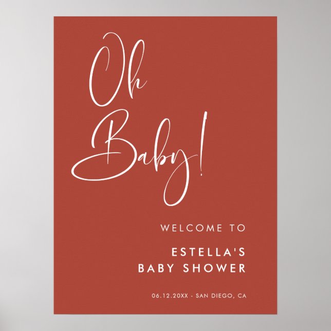 Elegant & Modern Terracotta Oh Baby Poster (Front)
