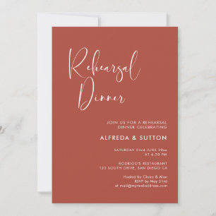 Elegant & modern terracotta Rehearsal dinner Invitation