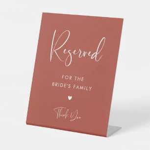 Elegant Modern Terracotta Reserved for the family Pedestal Sign