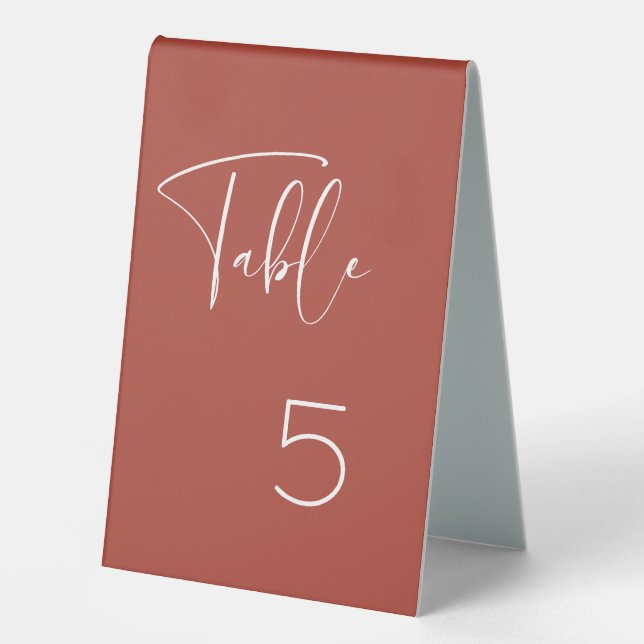 Elegant & modern terracotta Table number (Front)