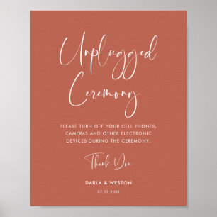 Elegant & modern terracotta Unplugged ceremony Poster