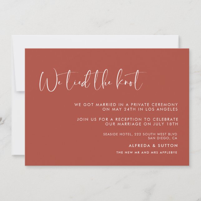 Elegant & modern terracotta We tied the knot card (Front)