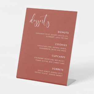 Elegant & Modern Terracotta Wedding Dessert Bar Pedestal Sign