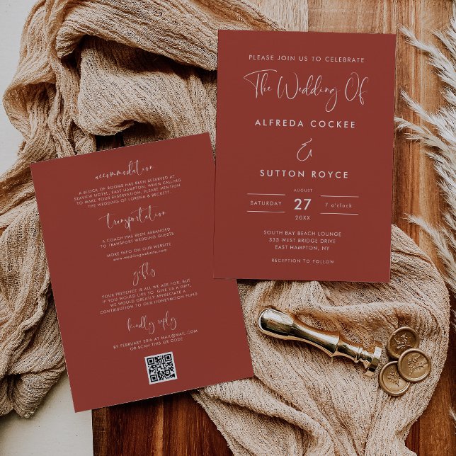 Elegant & Modern Terracotta wedding Invitation (Creator Uploaded)