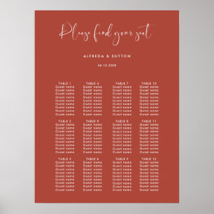 Elegant & modern Terracotta wedding seating chart
