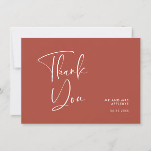 Elegant & modern terracotta wedding thank you card