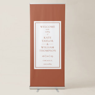 Elegant Modern Terracotta Wedding Welcome Retractable Banner