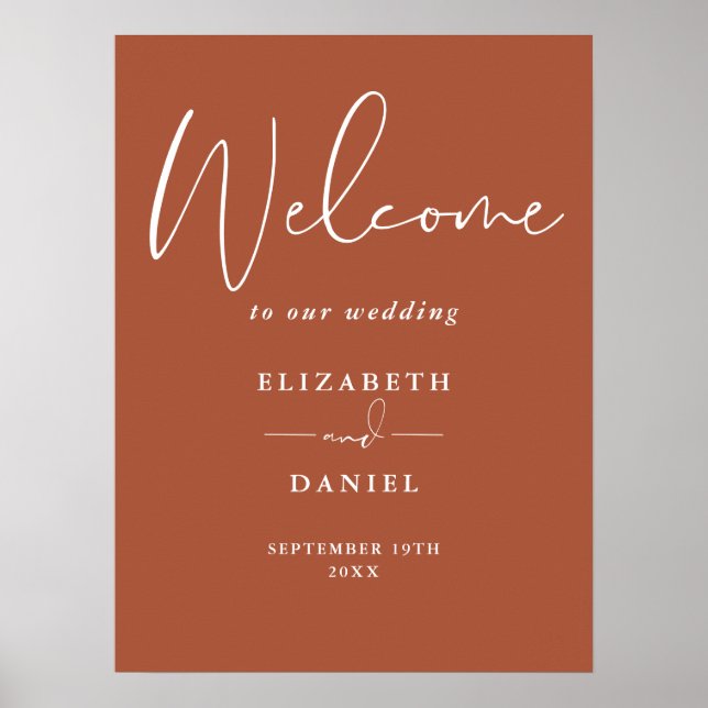 Elegant Modern Terracotta Wedding Welcome Sign (Front)