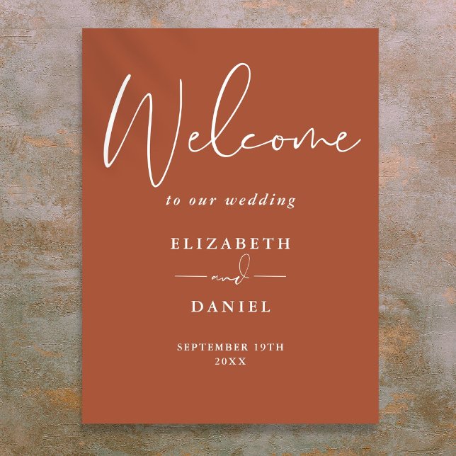 Elegant Modern Terracotta Wedding Welcome Sign (Elegant Modern Terracotta Wedding Welcome Sign)