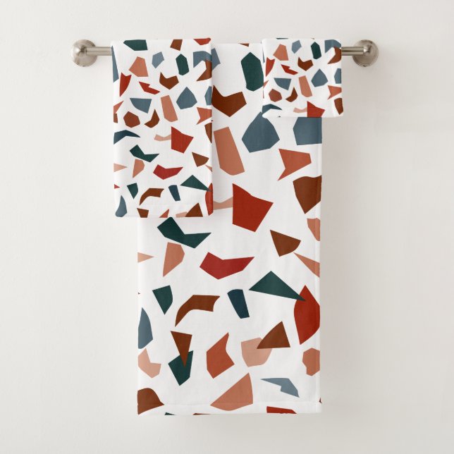 Elegant Modern Terrazzo Marble Pattern Bath Towel  (Insitu)