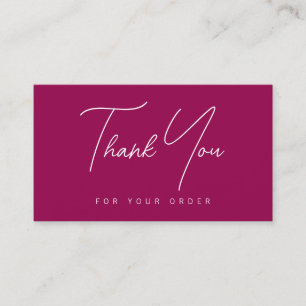 Elegant Modern Thank You For Your Order Business Card