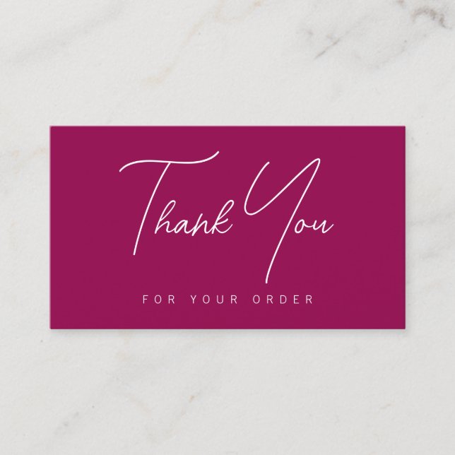 Elegant Modern Thank You For Your Order Business Card (Front)