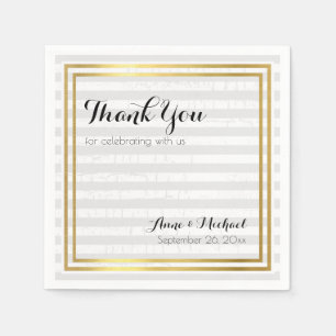 Elegant Modern thank-you striped wedding Napkin