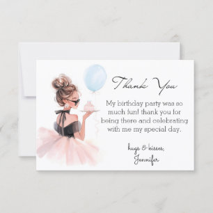 elegant modern thank you sweet 16 pink dress card