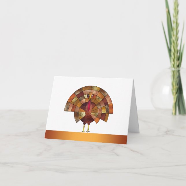 Elegant Modern Thanksgiving Day Turkey Note Card (Front)