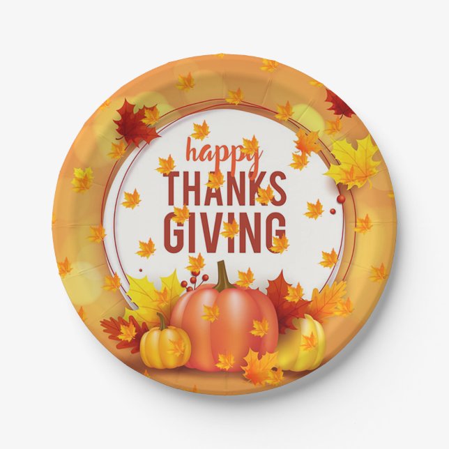 Elegant Modern Thanksgiving Popular Paper Plate (Front)