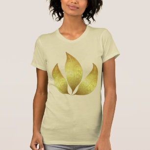 Elegant modern three gold leaves with ornaments T-Shirt