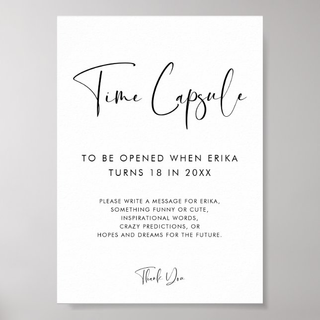 Elegant & Modern Time capsule 1st Birthday sign (Front)