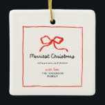 Elegant modern traditional red bow Christmas Ceramic Ornament<br><div class="desc">Elegant modern traditional red bow multi script and serif typography Merry Christmas Holiday favour decor gift mug.</div>