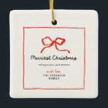 Elegant modern traditional red bow Christmas Ceramic Ornament<br><div class="desc">Elegant modern traditional red bow multi script and serif typography Merry Christmas Holiday favour decor gift mug.</div>