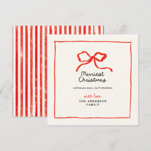 Elegant modern traditional red bow Christmas Holiday Card