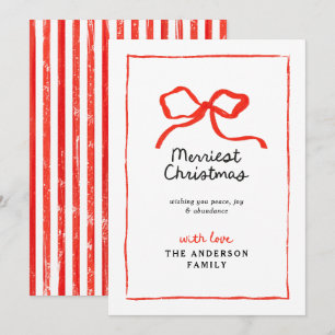 Elegant modern traditional red bow Christmas Holiday Card