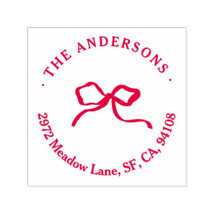 Elegant modern traditional red bow Christmas Self-inking Stamp