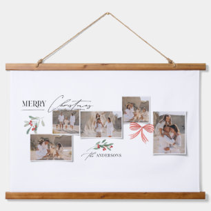 Elegant modern traditional red bow multi photo hanging tapestry