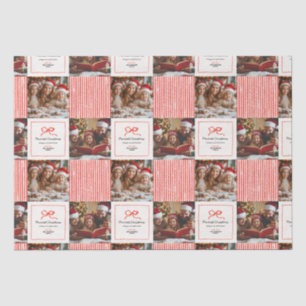 Elegant modern traditional red bow photo Christmas Tissue Paper