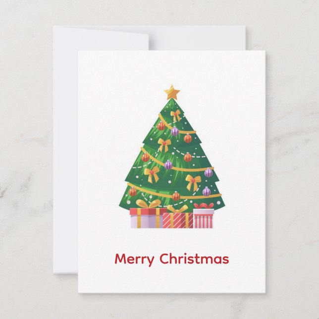 Elegant Modern Trendy Christmas Tree Non Photo  Holiday Card (Front)