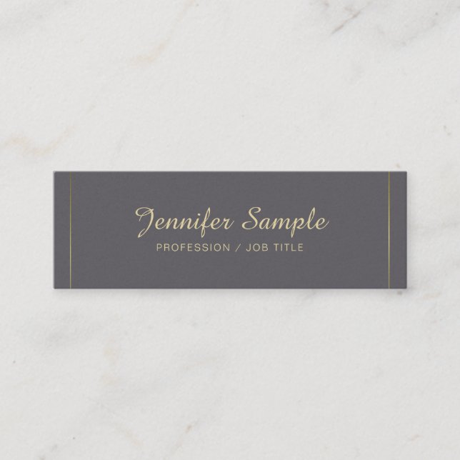 Elegant Modern Trendy Design Brown Gold Luxury Mini Business Card (Front)