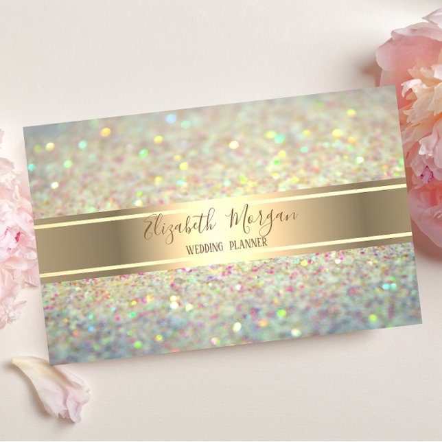 Elegant Modern Trendy Glitter Bokeh,Gold Stripe Business Card (Creator Uploaded)