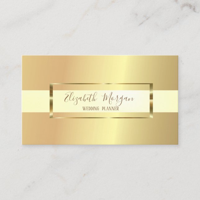 Elegant Modern Trendy Gold Frame Business Card (Front)