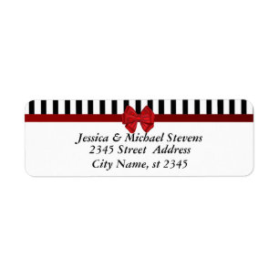 Elegant modern trendy red bow stripes wedding