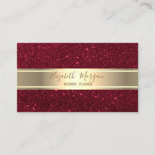 Elegant Modern Trendy Red Glitter Gold Stripe Business Card