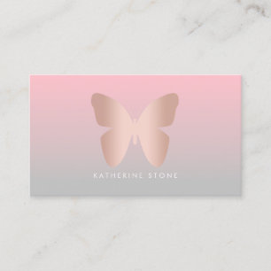 Elegant modern trendy rose gold butterfly business card