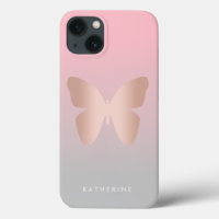 Elegant modern trendy rose gold butterfly