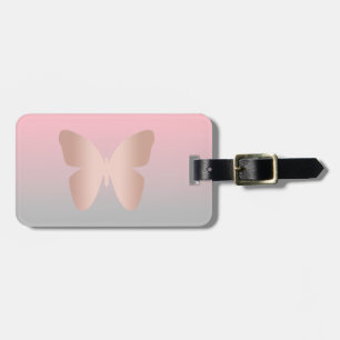 Elegant modern trendy rose gold butterfly luggage tag