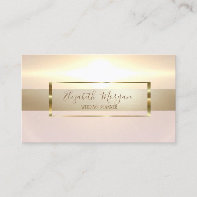 Elegant Modern Trendy Shiny Gold Frame Business Card (Front)