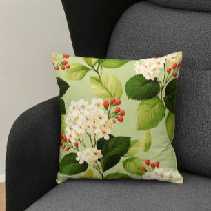 Elegant Modern Trendy Stylish Green White Floral  Cushion