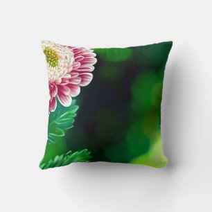 Elegant Modern Trendy Stylish Pink White Floral Cushion
